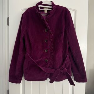 LL Bean Corduroy Jacket with Tie Waist